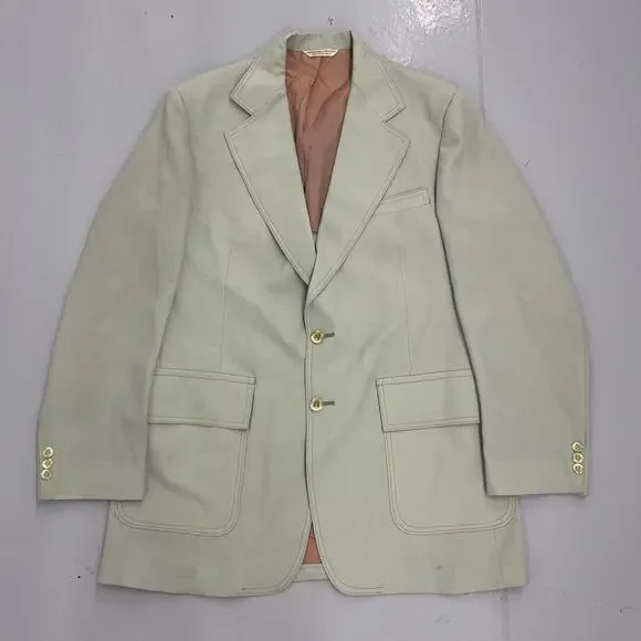 Vintage 70s Belk Mint Green Acetate Western 2-Button Suit Suits